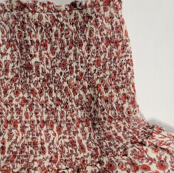 Moodie Mini Skirt XS/S Smocked Waist Ruffle Linen Blend Boho Beachy - Picture 4 of 7